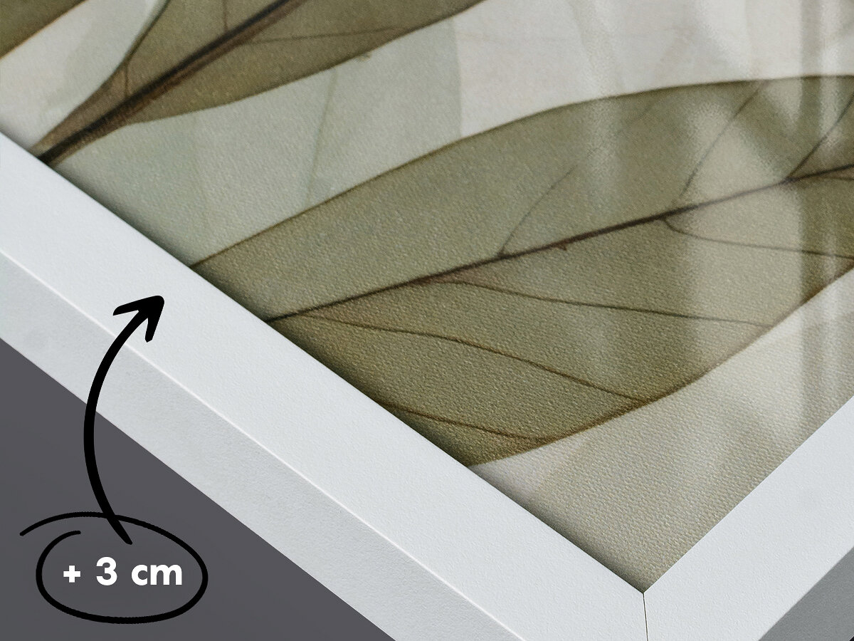 Detalhe da moldura mostrando o acréscimo de 3 cm